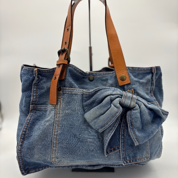 Red Valentino Blue Denim and Leather Bag - Picture 3 of 9
